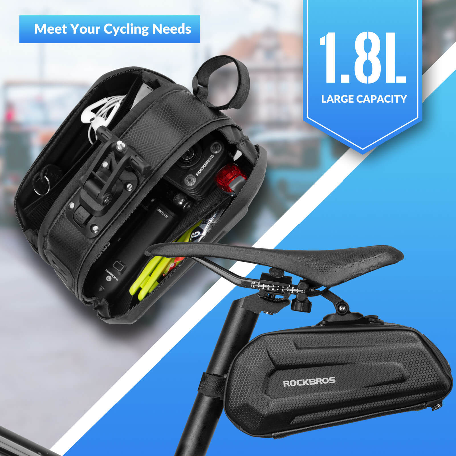 Bike Saddle Bag Hard Shell 1.7L