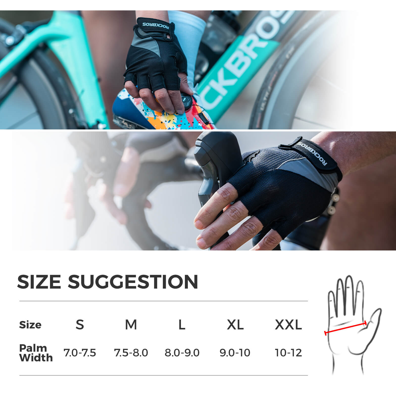ROCKBROS Breathable Half Finger Cycling Gloves for Summer Rides